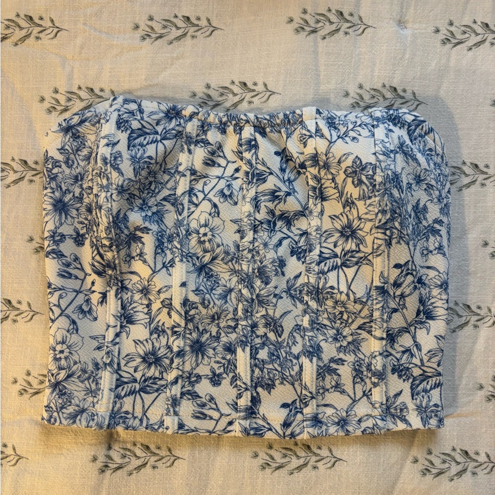 Floral Blue and White Women's Tube Top